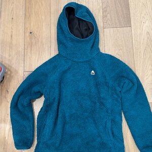 Burton Lynx Sherpa Fleece Pullover Hoodie Women's Large Teal Like New